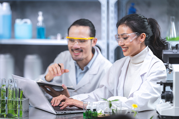 Zwei Personen mit Laptop